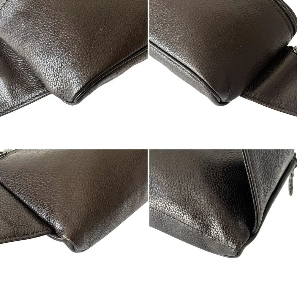 Longchamp Vintage Le Foulonne Pebbled Leather Belt Bag Fanny Pack Y2K Dark Brown